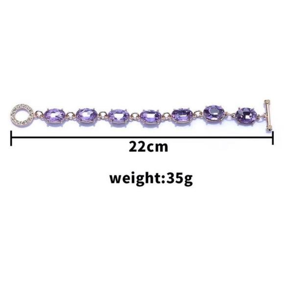 NEW 8" Chunky Bracelet Aqua Blue Turquoise Rhinestone Jewelry devil wears m10 - Picture 3 of 5